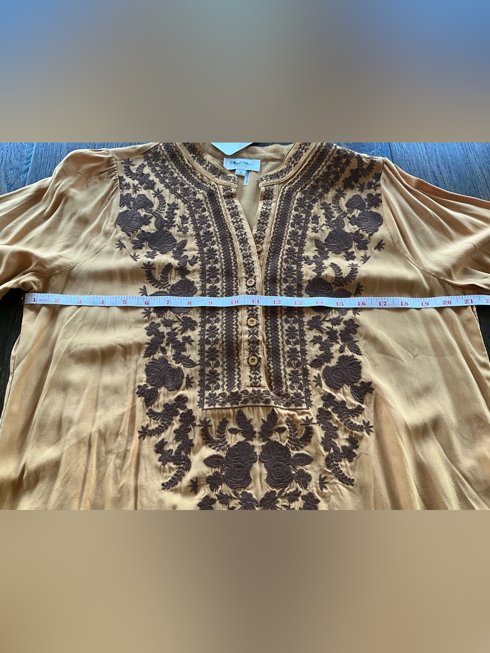 Angel Heart Boutique Mustard Embroidered Floral Top - Picture 8 of 10